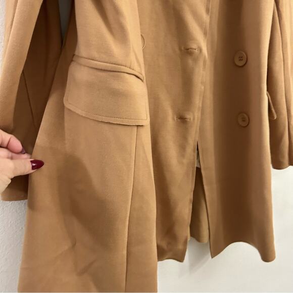 Anthropologie Solitaire camel Long mid length blazer 6 button casual Old Money S - Picture 5 of 11